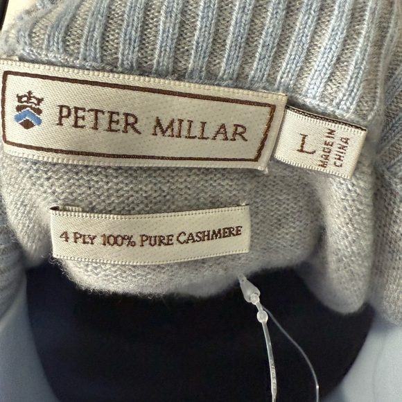 Peter Millar Gray Cashmere Turtleneck Sweater Classic Versatile Design Size L - Picture 2 of 14